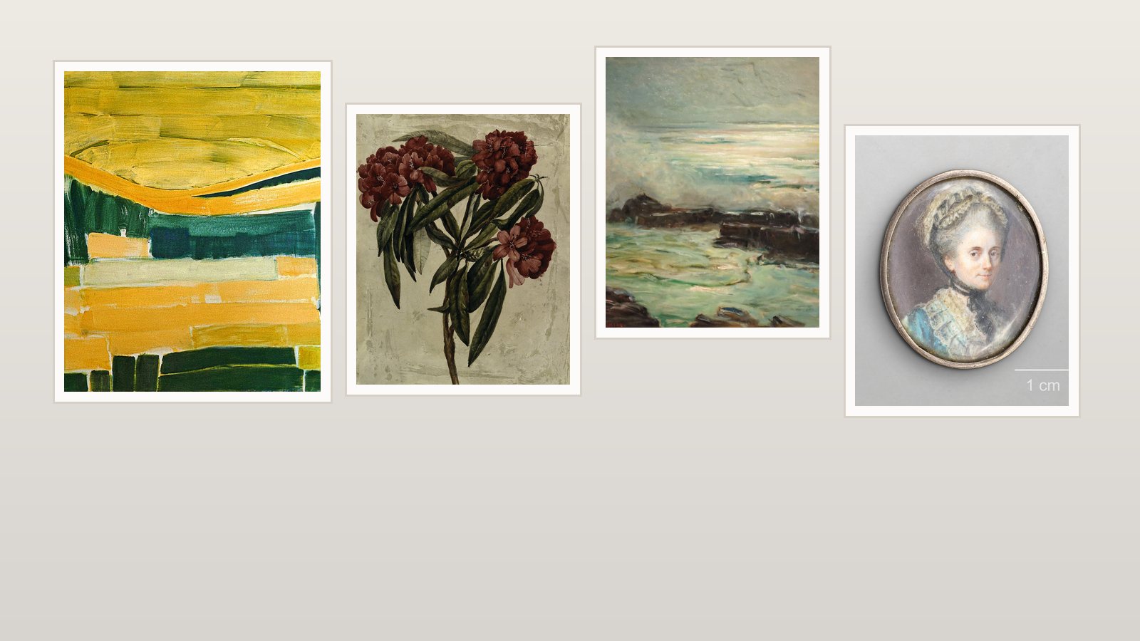 Three framed prints hung on a pale wall