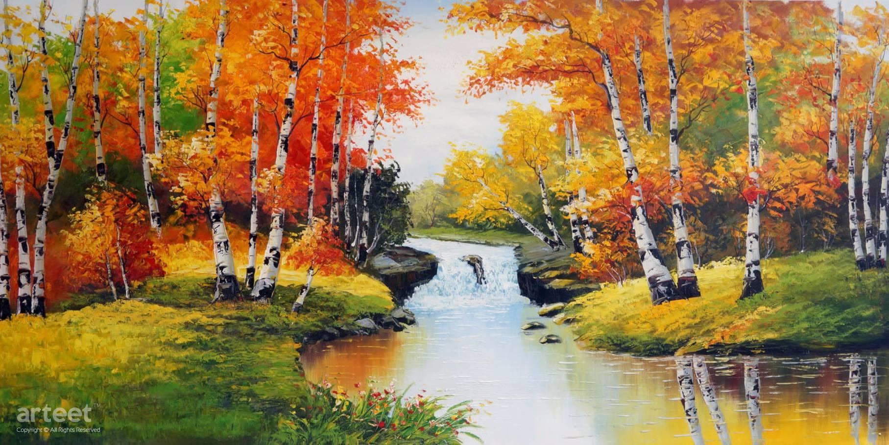 Golden Falls Art Paintings for Sale, Online Gallery