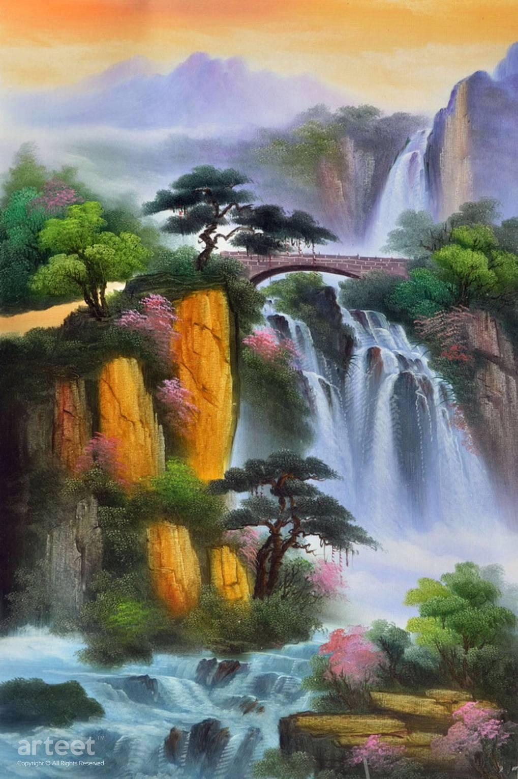 Mount Lofty Waterfall Arch Bridge Art Paintings For Sale Online
